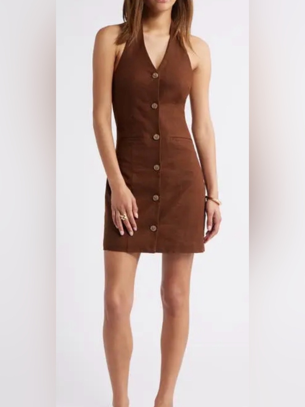 Open Edit Linen brown dress